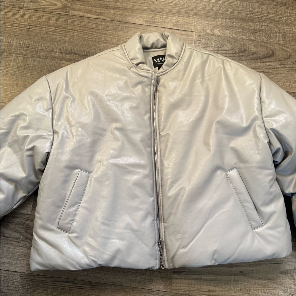 Oversized Silver Bomber Jacket